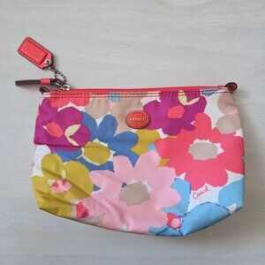 Coach Floral Nylon Cosmetic Pouch / Makeup Bag